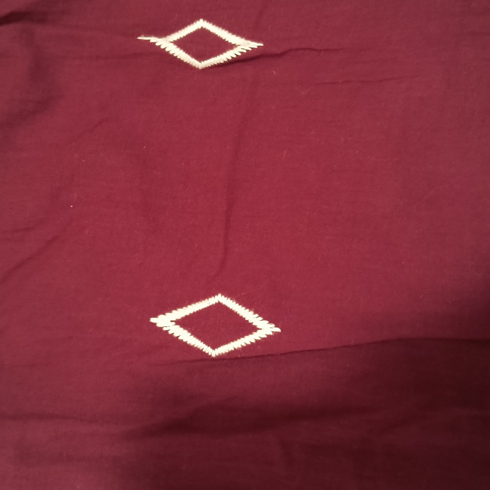 Polagram Burgundy White Embroidered Diamond Pattern Midi Skirt - Picture 2 of 4